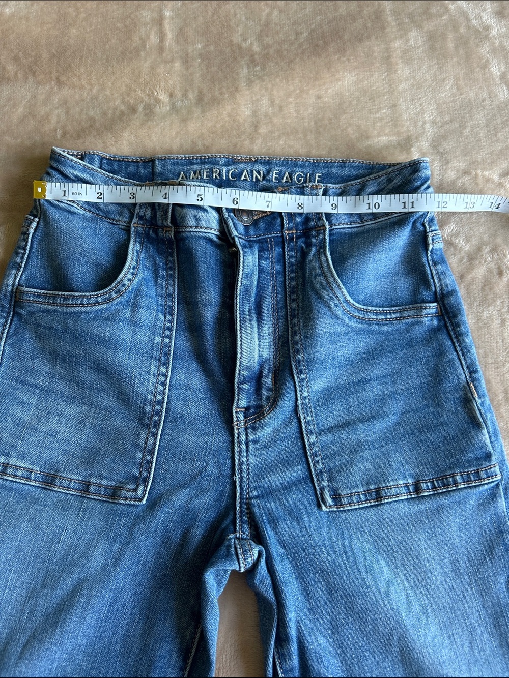 American Eagle Outfitters Women's Blue High-Rise Flare Jeans - Picture 4 of 8